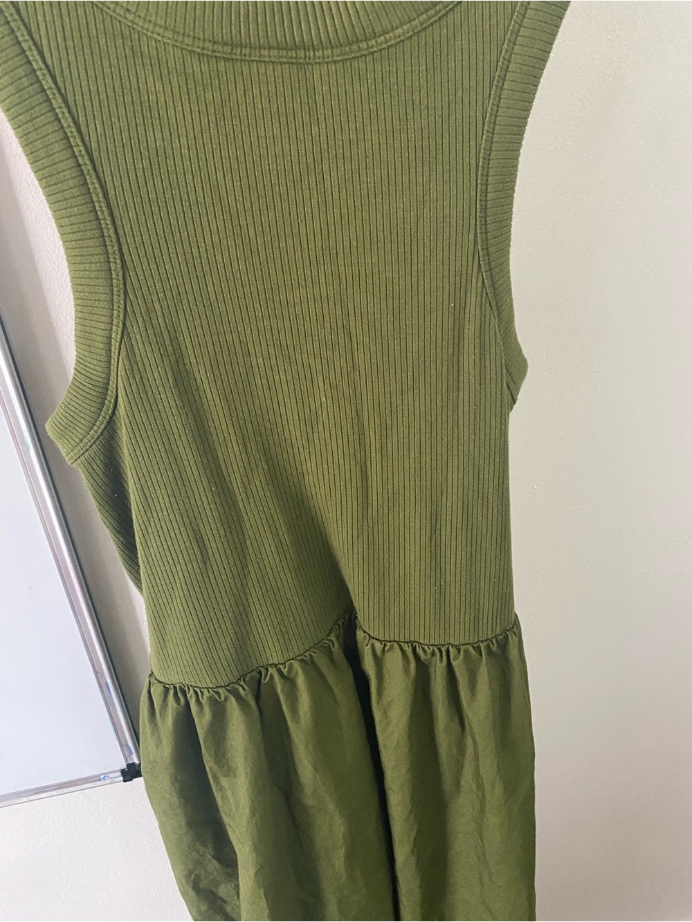 Old Navy Olive Green Pocketed Ribbed Tank Midi Dress - Picture 4 of 5
